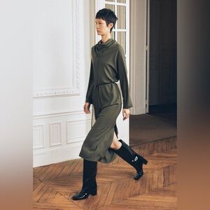 Zara Olive Green Midi‎ Dress